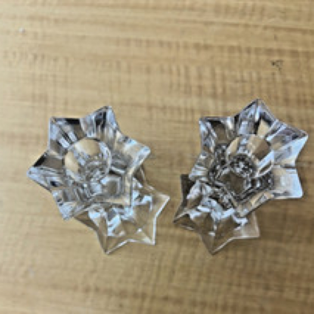 Mikasa Firestar Crystal Candle Sticks Holders Pair Star Small 4.25” Austria - Picture 3 of 4